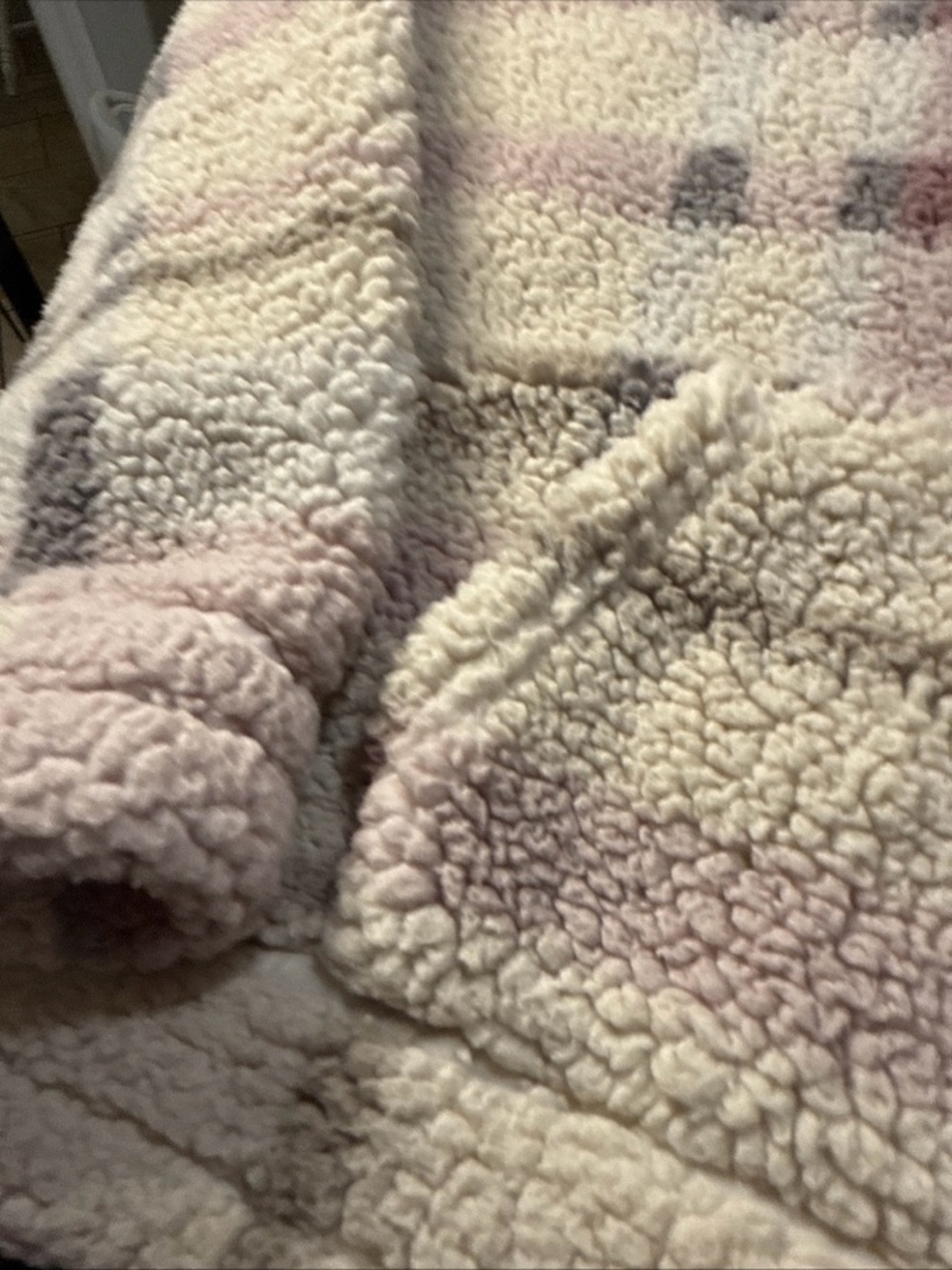 Reflex Plush Sherpa Zip Hoodie - Cream & Dusty Pink - Picture 2 of 4